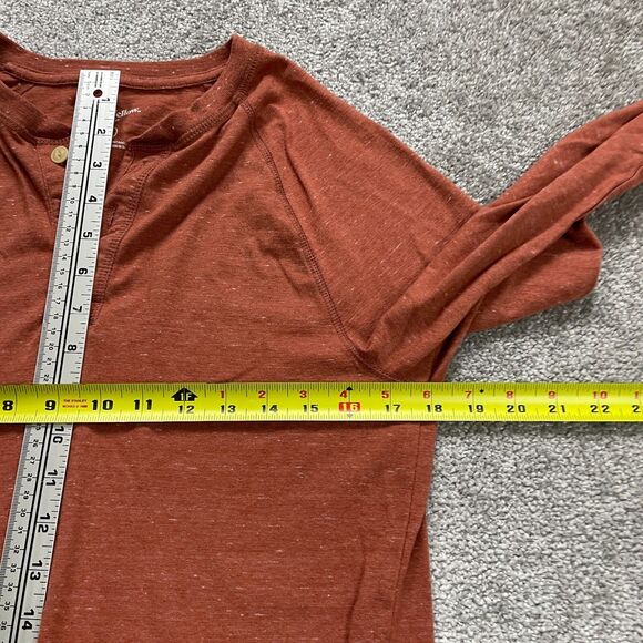 Goodfellow Henley Shirt Mens Small Rust Dark Orange Long Sleeve Casual Outdoor - Picture 9 of 10